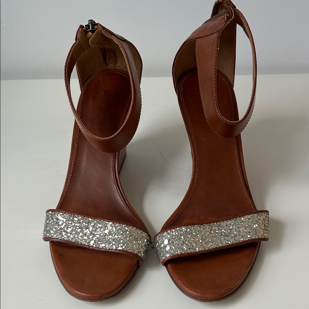 J Crew Wedge with Silver Glitter Accent